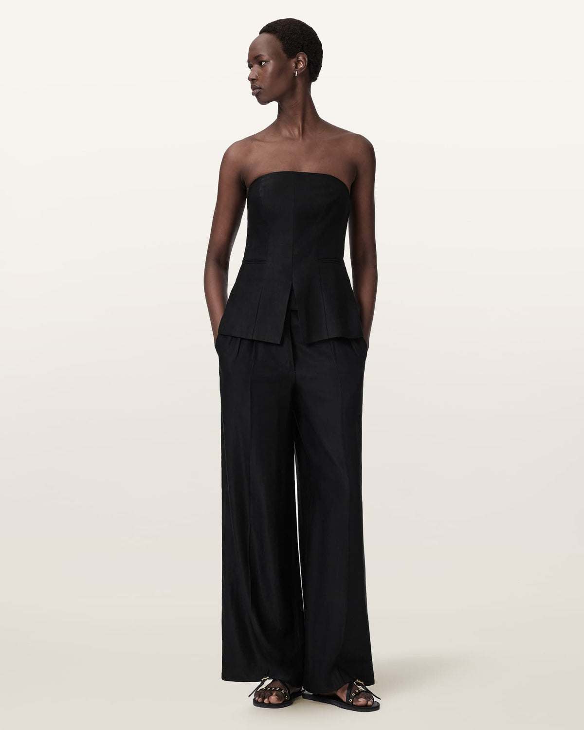 Charley Relaxed Fit Linen Blend Trousers Black
