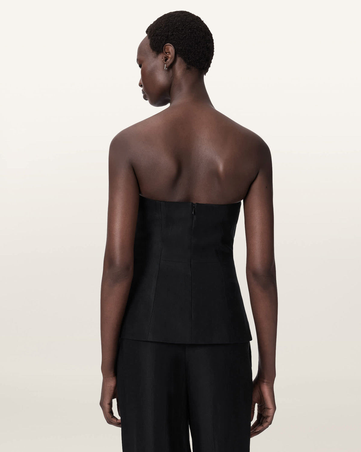 Charley Bodycon Fit Linen Blend Bodice Black