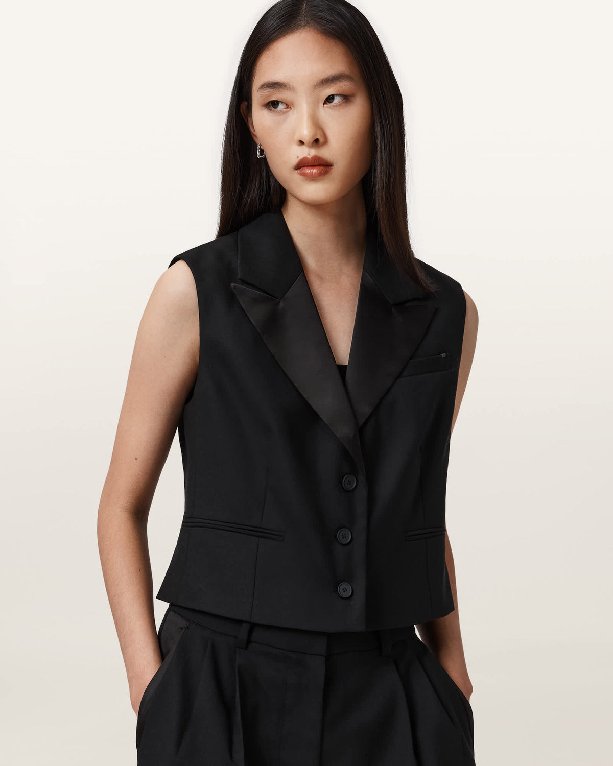 Noa Single Breasted Waistcoat Black