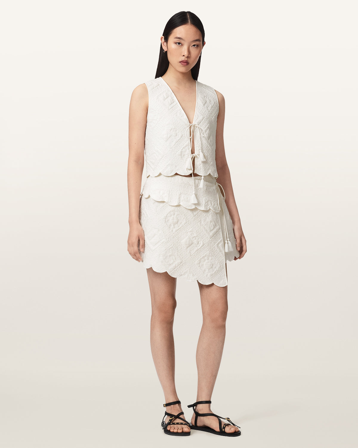 Mona Quilted Asymmetric Mini Skirt