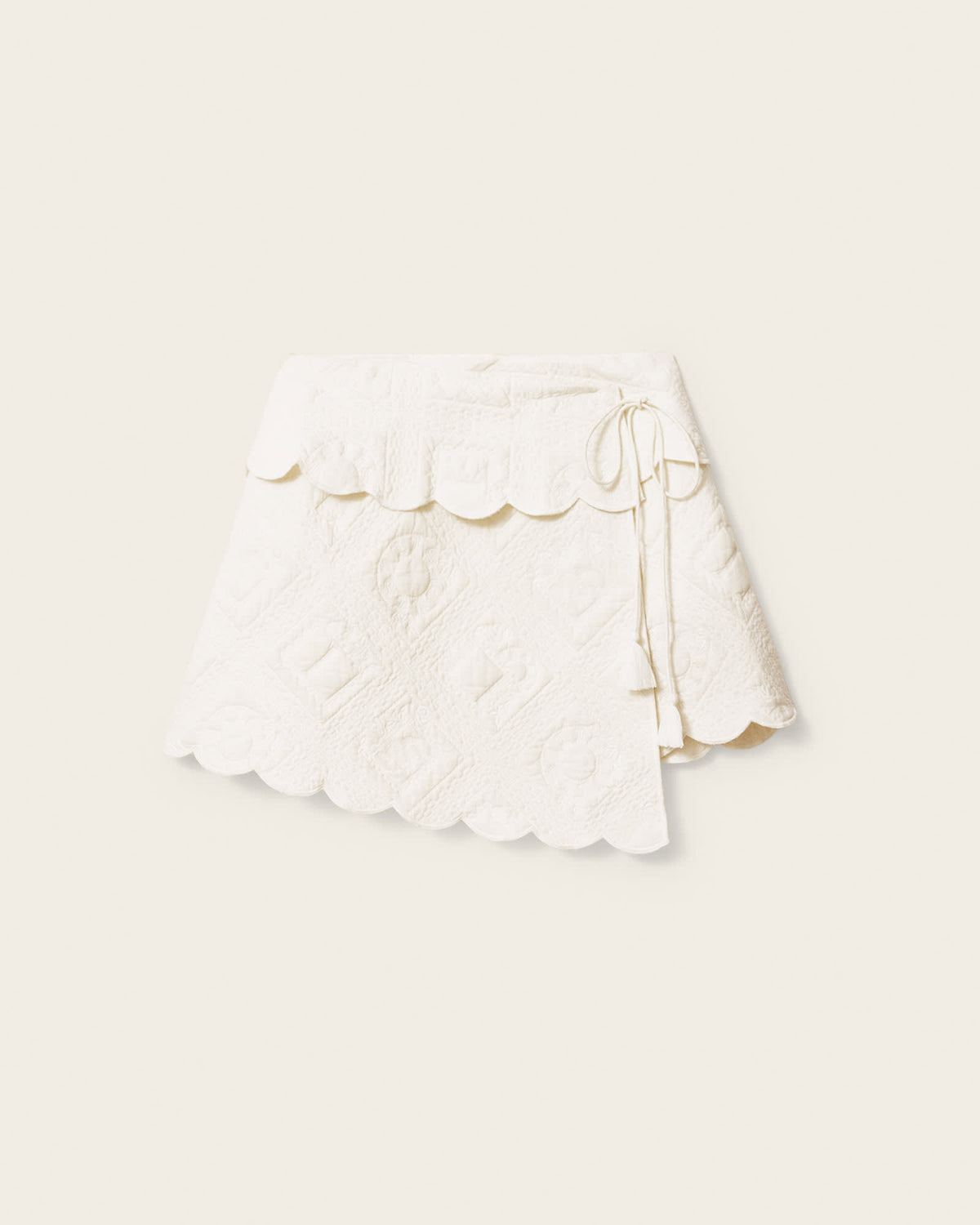 Mona Quilted Asymmetric Mini Skirt Chalk White