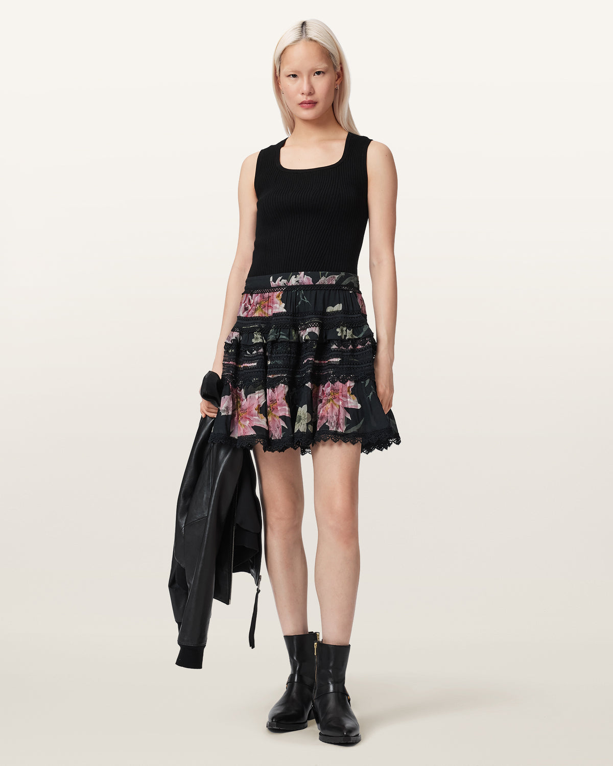 Zora Lace Trimmed Mini Skirt