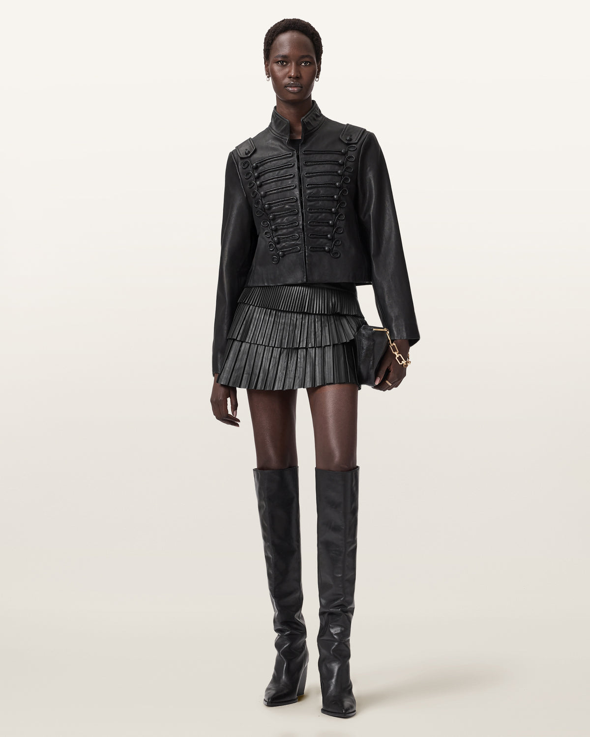 Nara Leather Pleated Mini Skirt
