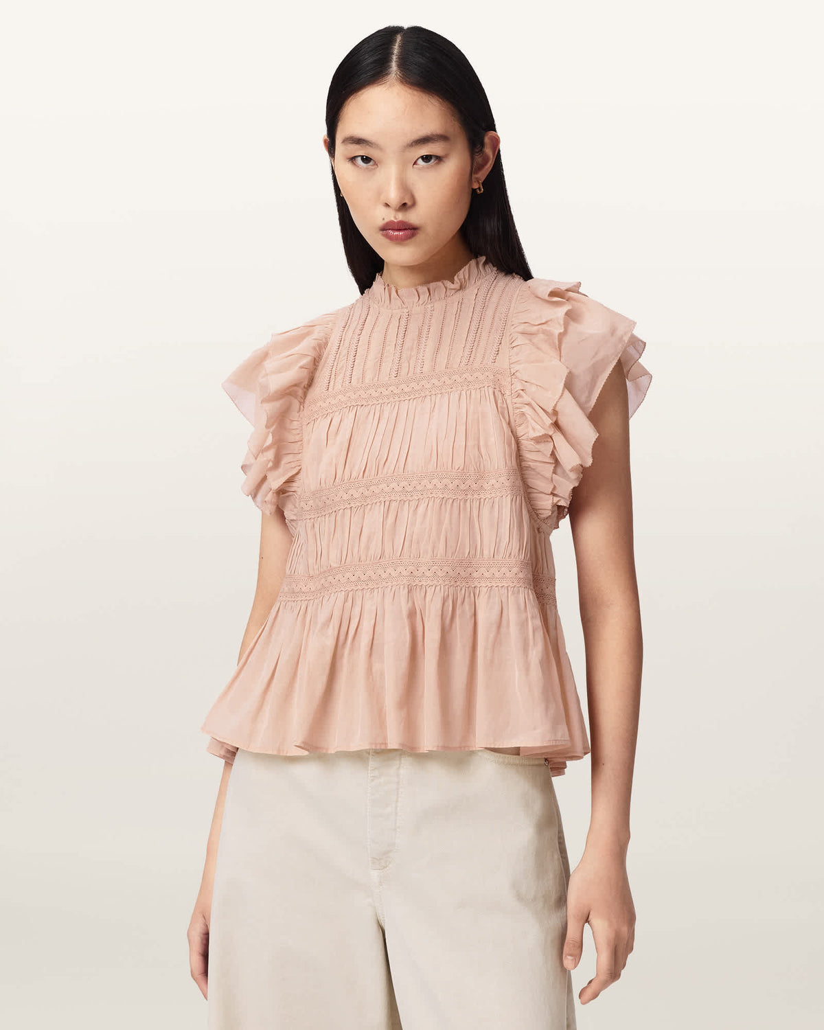 Harriet Short Sleeve Ruched Relaxed Fit Top PLASTER PINK