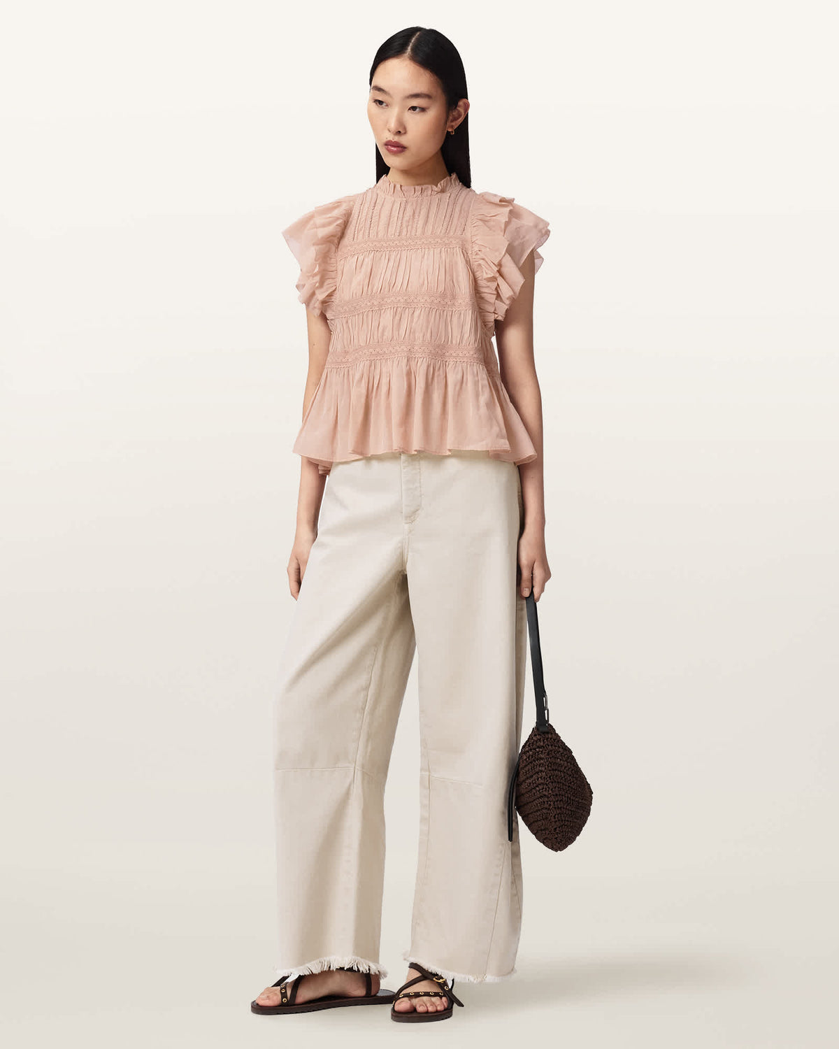 Harriet Short Sleeve Ruched Relaxed Fit Top PLASTER PINK