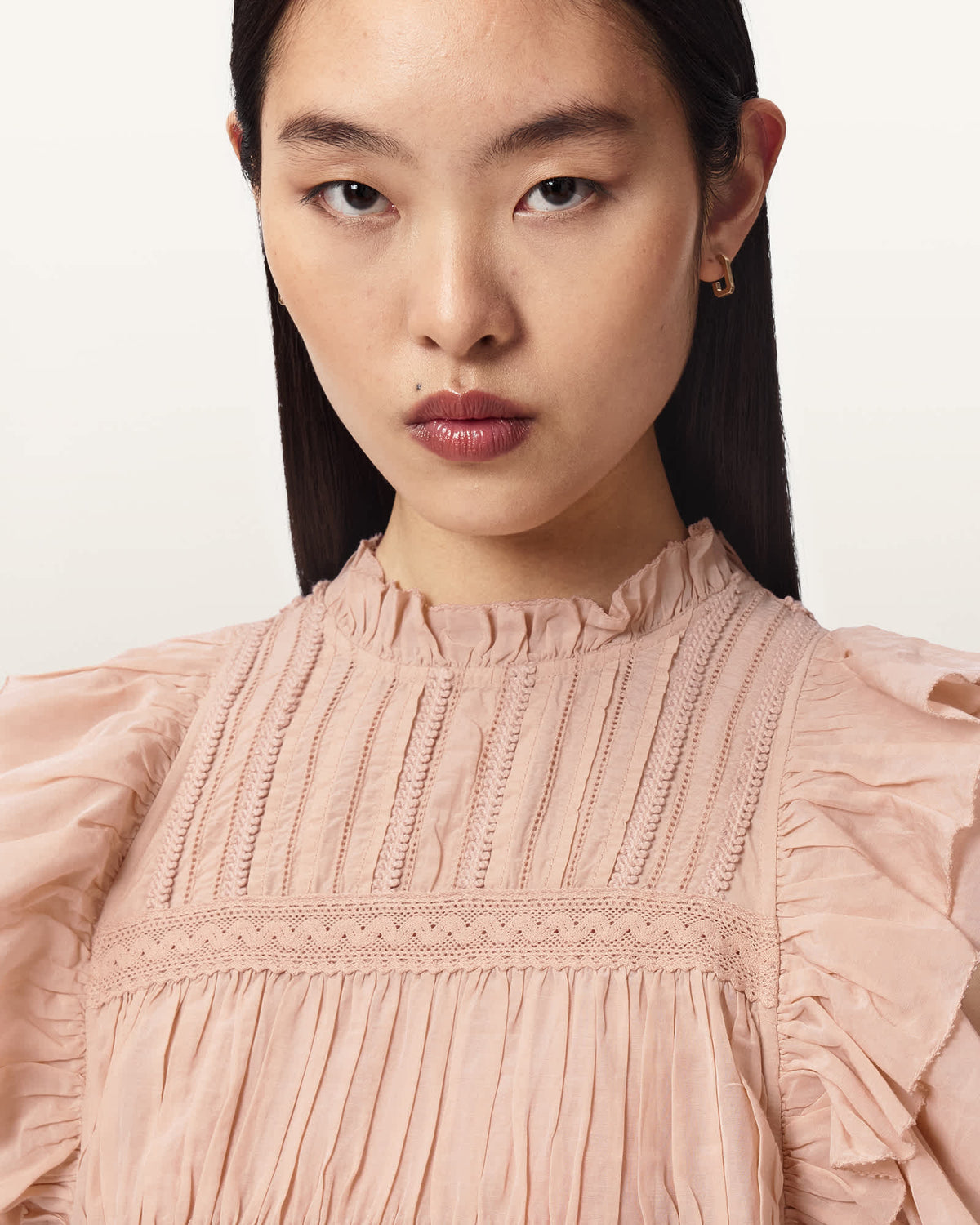 Harriet Short Sleeve Ruched Relaxed Fit Top PLASTER PINK