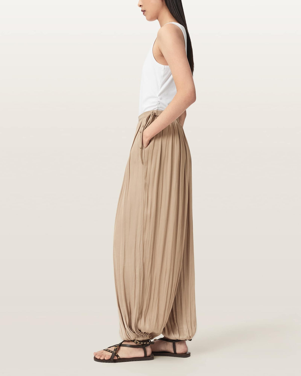 Eshe Loose Fit Satin Trousers PINTO BROWN
