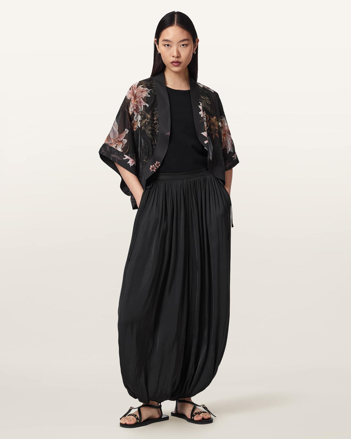 Eshe Loose Fit Satin Trousers Black