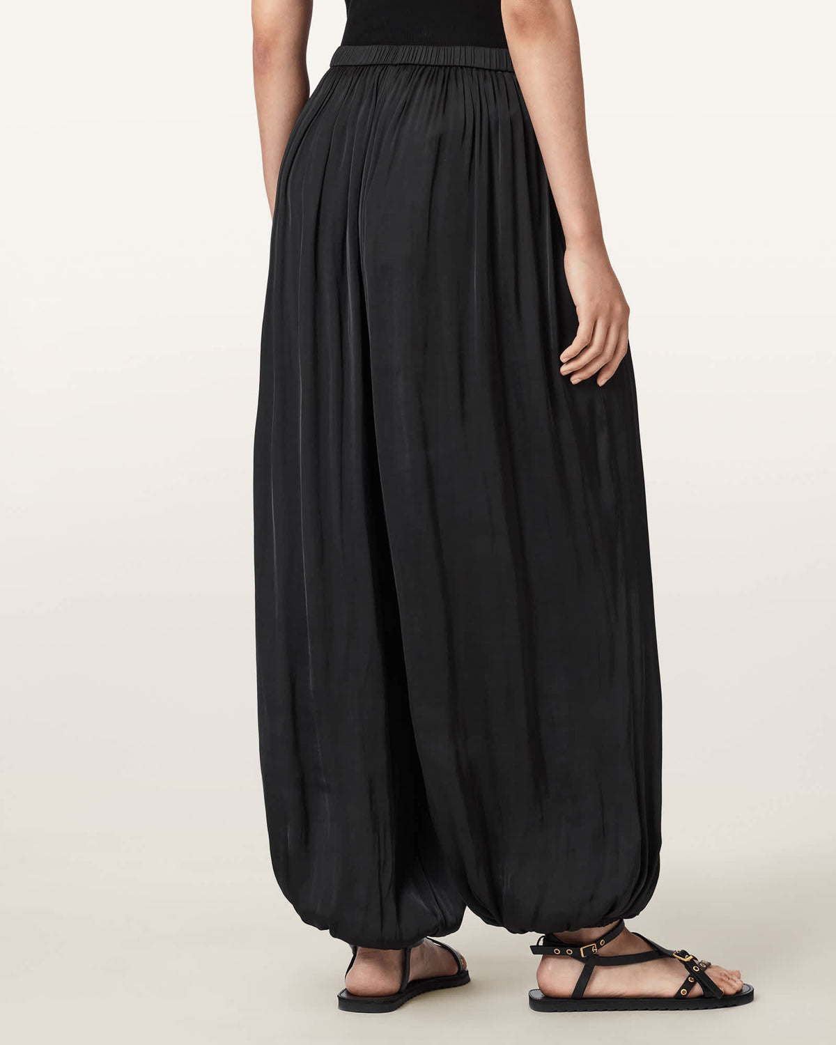 Eshe Loose Fit Satin Trousers Black