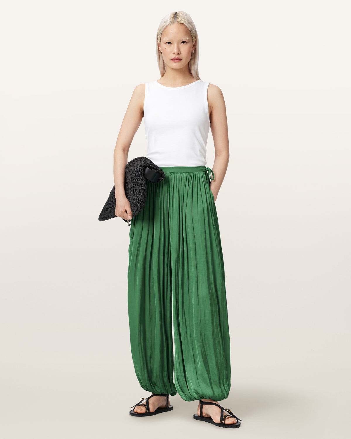 Eshe Loose Fit Satin Trousers
