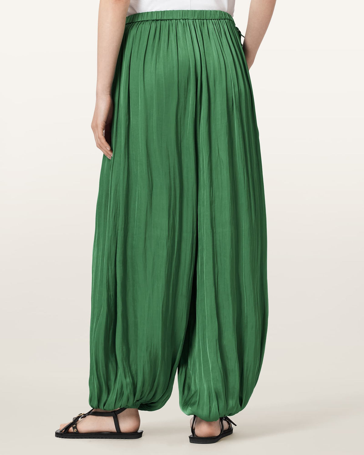 Eshe Loose Fit Satin Trousers APPLE GREEN