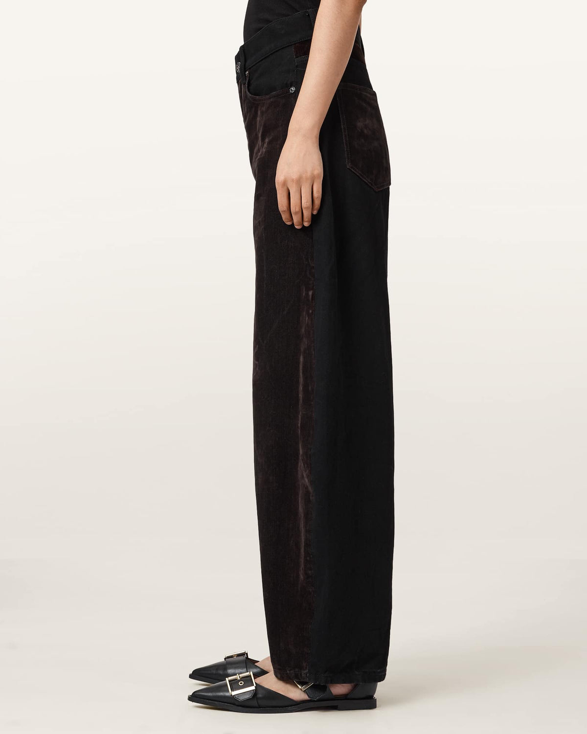 Helena Barrel Leg Flocked Jeans COCOA BROWN