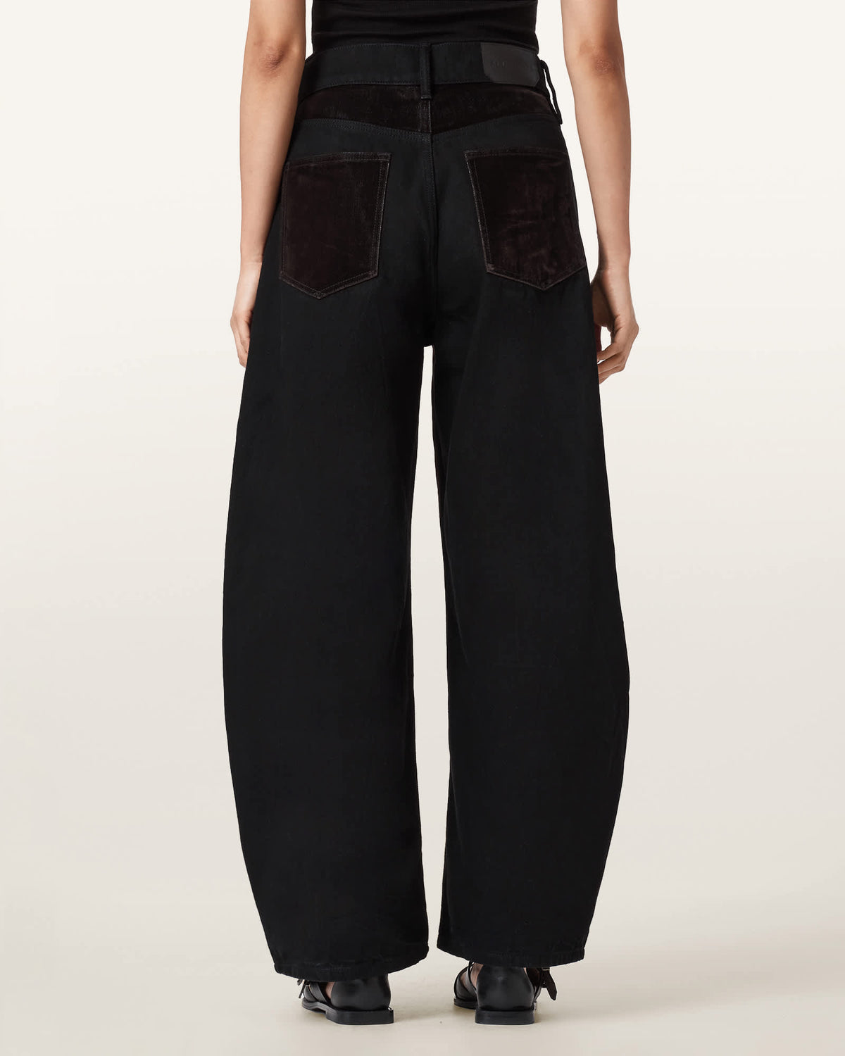 Helena Barrel Leg Flocked Jeans COCOA BROWN