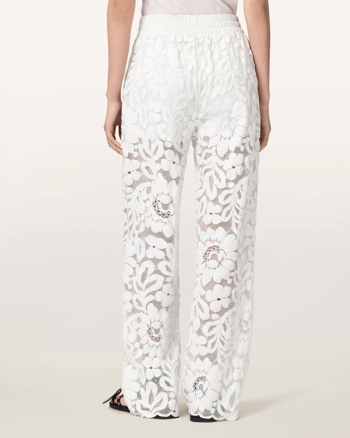 Amelie Straight Leg Lace Trousers Optic White