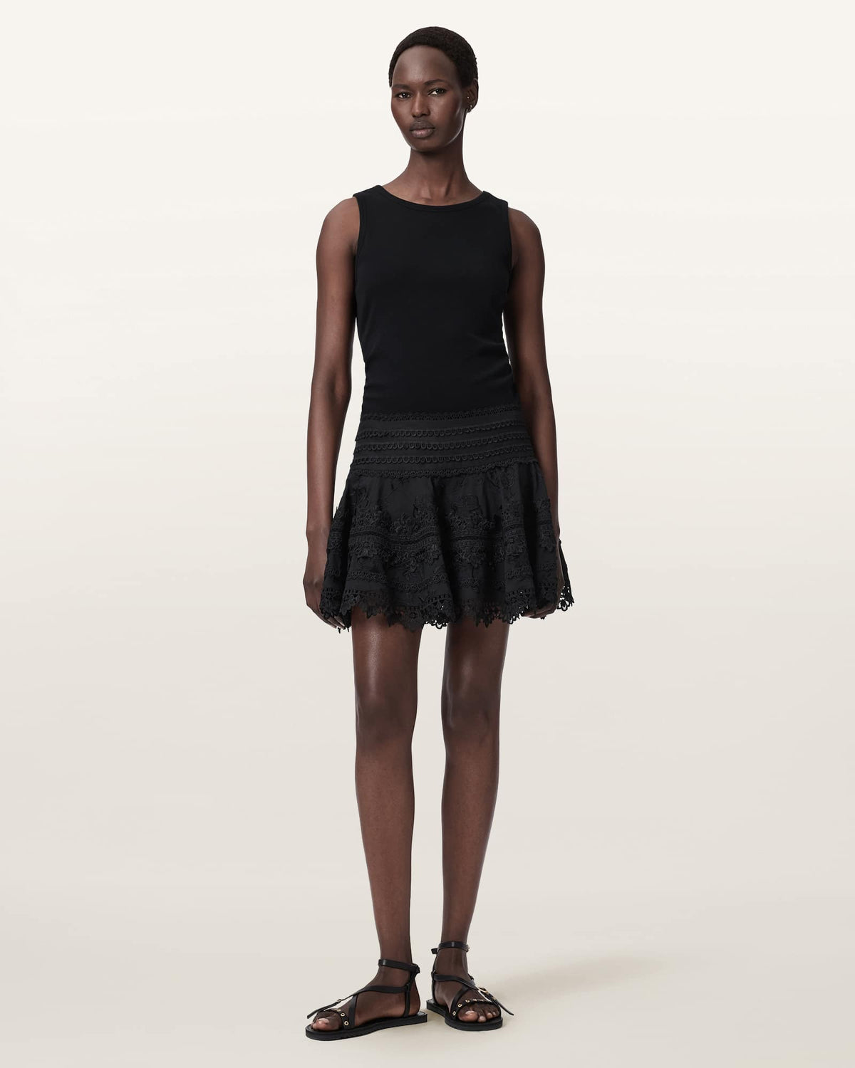 Lillith Embroidered Mini Skirt Black