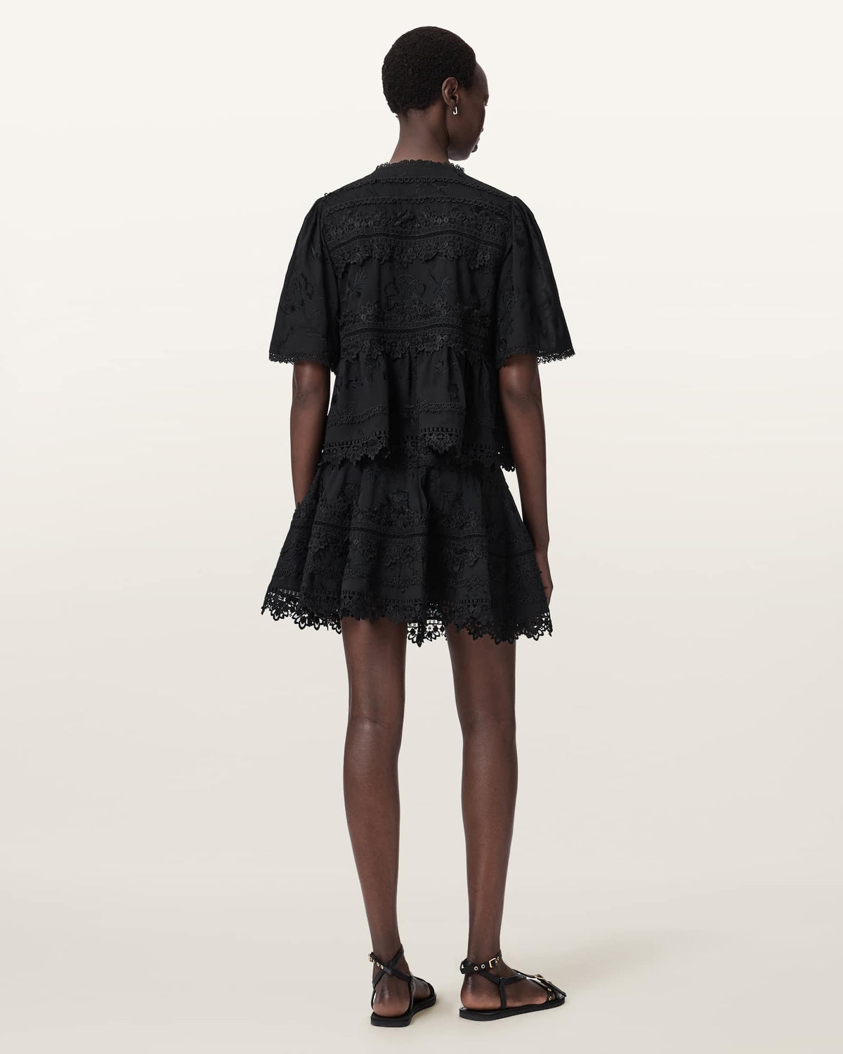 Lillith Embroidered Mini Skirt Black