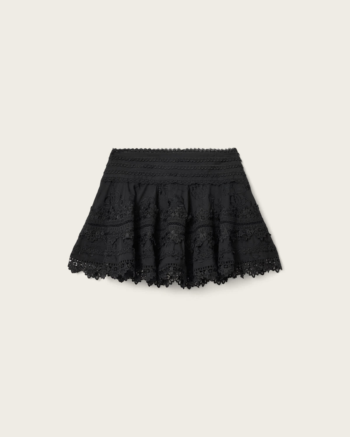 Lillith Embroidered Mini Skirt Black
