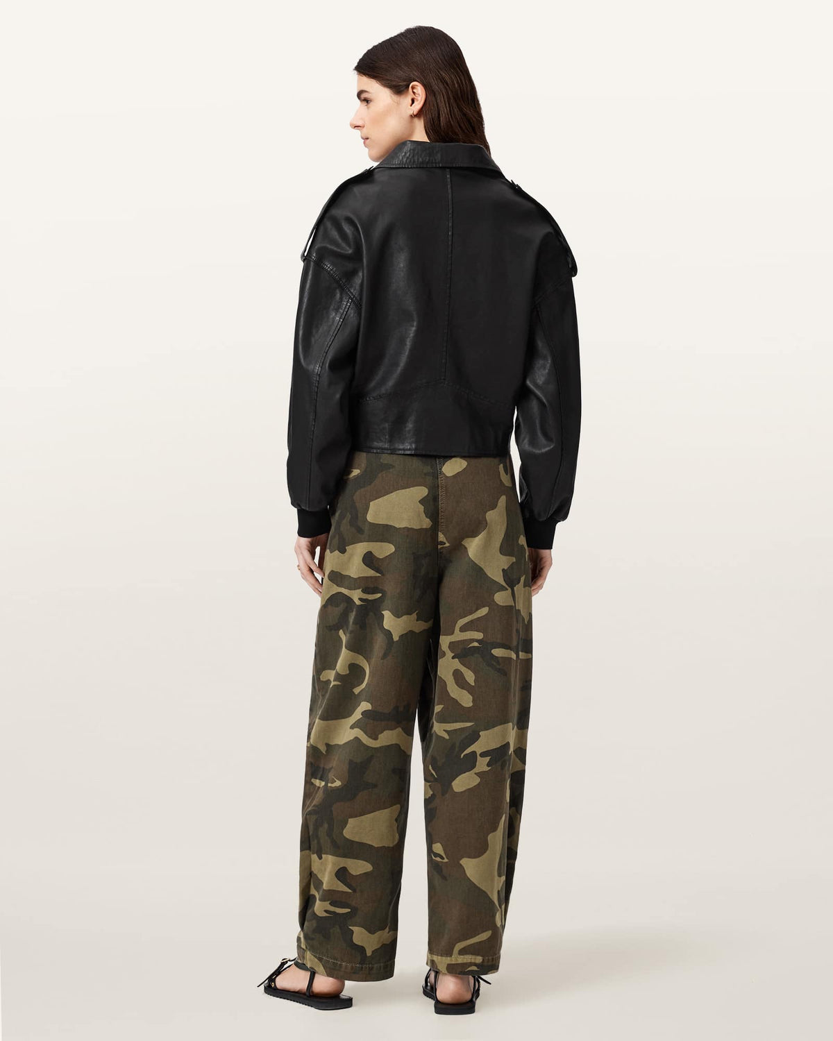 Becca Camo Denim Barrel Leg Trousers CAMO GREEN
