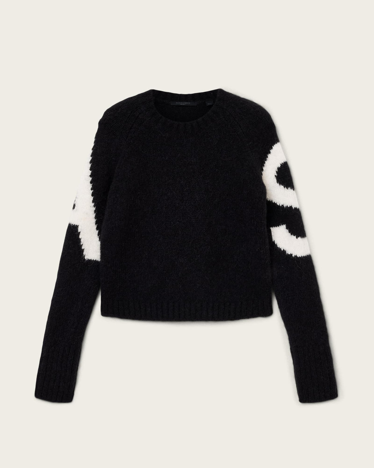 Sylvie Cropped Crew Neck Jumper BLACK/CHALK WHITE
