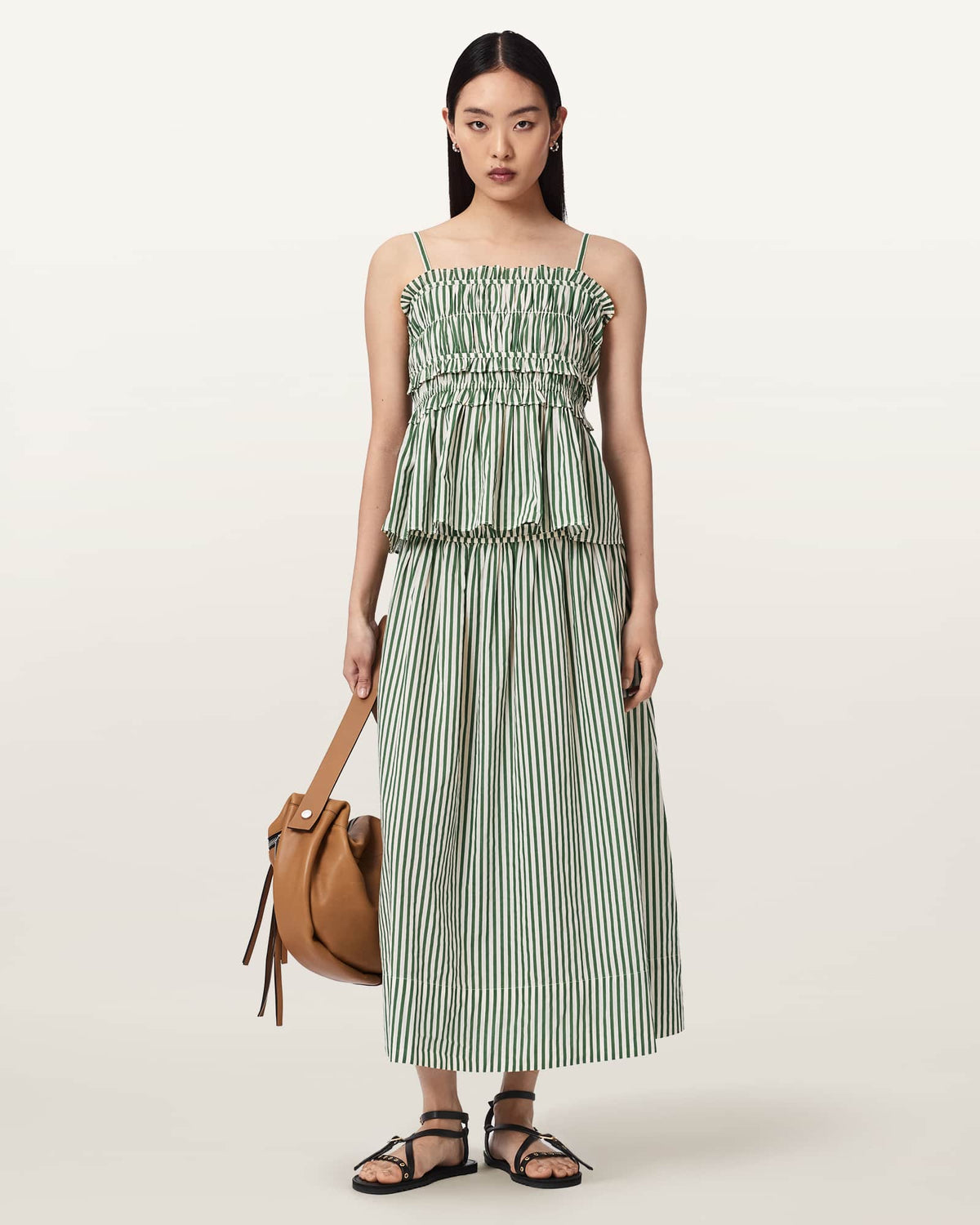 Kali Striped Cotton Cami Top APPLE GREEN/WHITE
