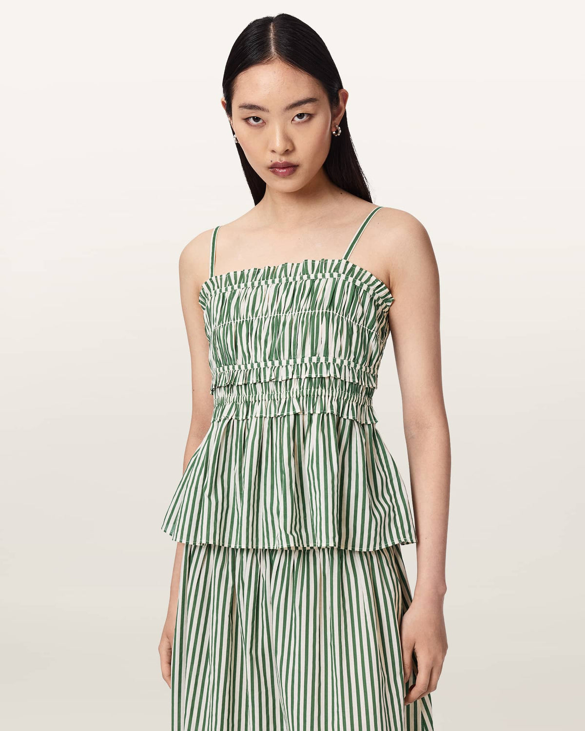 Kali Striped Cotton Cami Top APPLE GREEN/WHITE