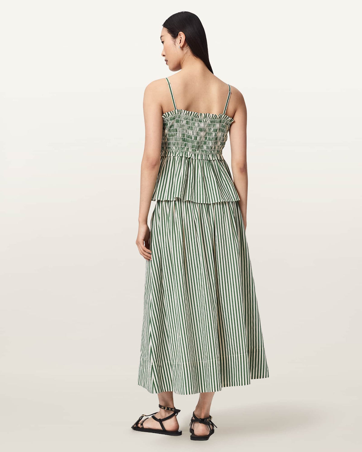 Kali Striped Cotton Cami Top APPLE GREEN/WHITE
