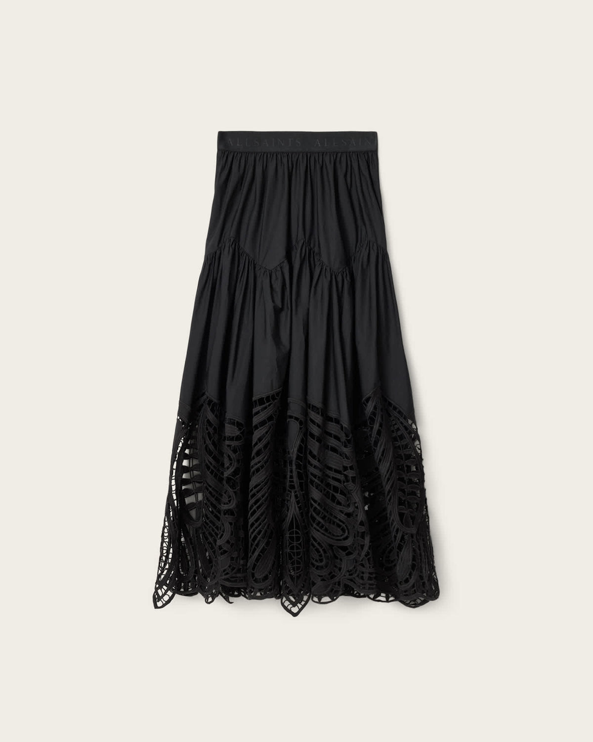 Femi Tiered Cotton Maxi Skirt Black