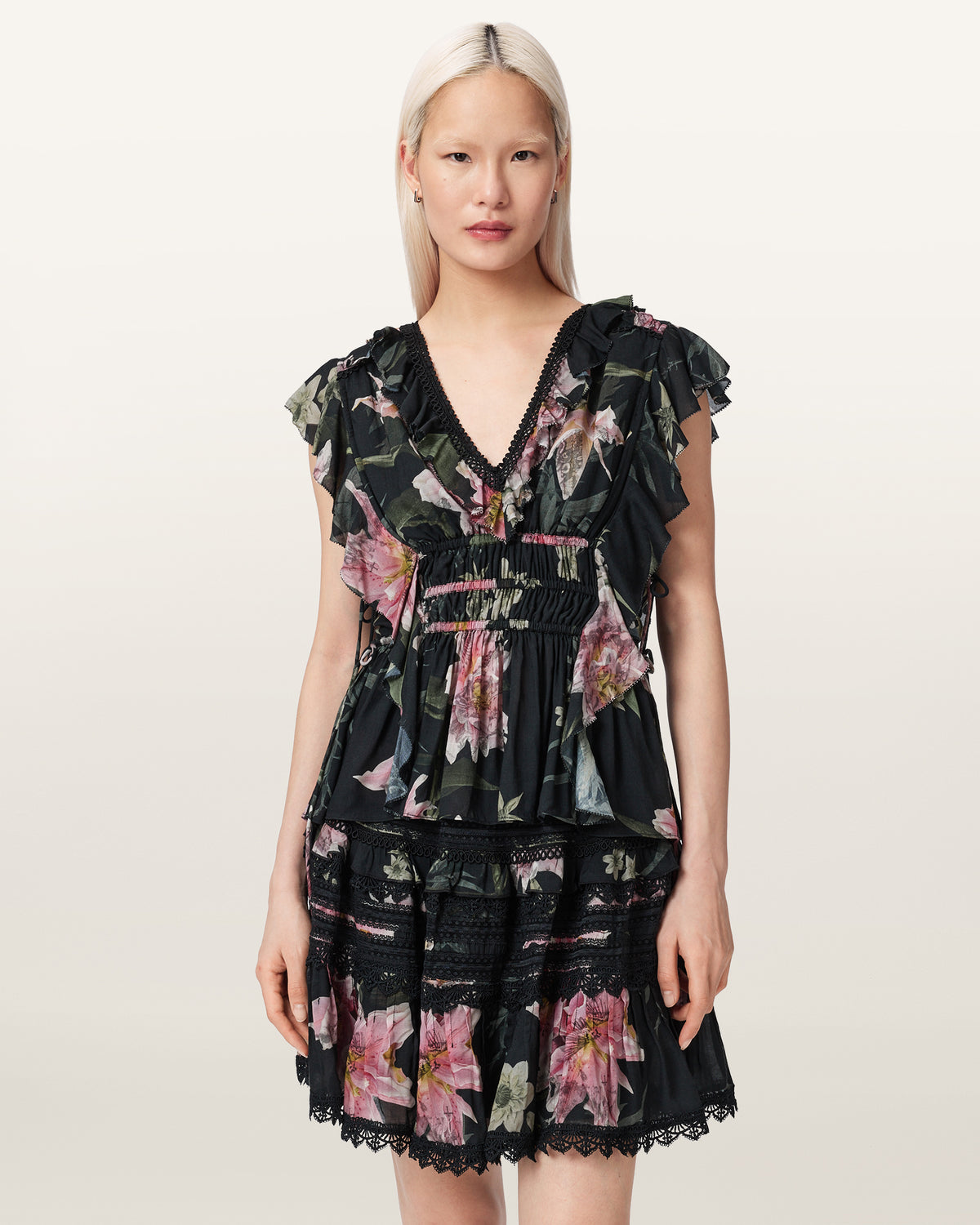 Canto Printed Ruffle Tiered Top