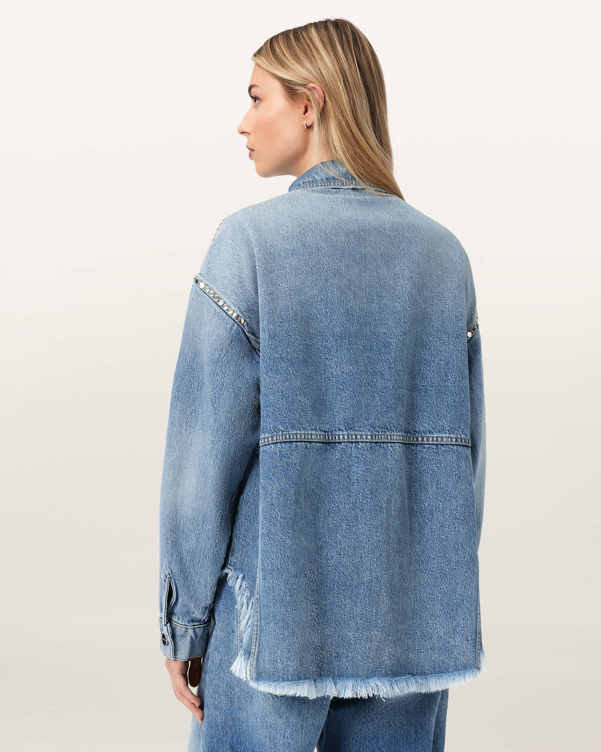 Hettie Oversized Stud Shacket Vintage Indigo