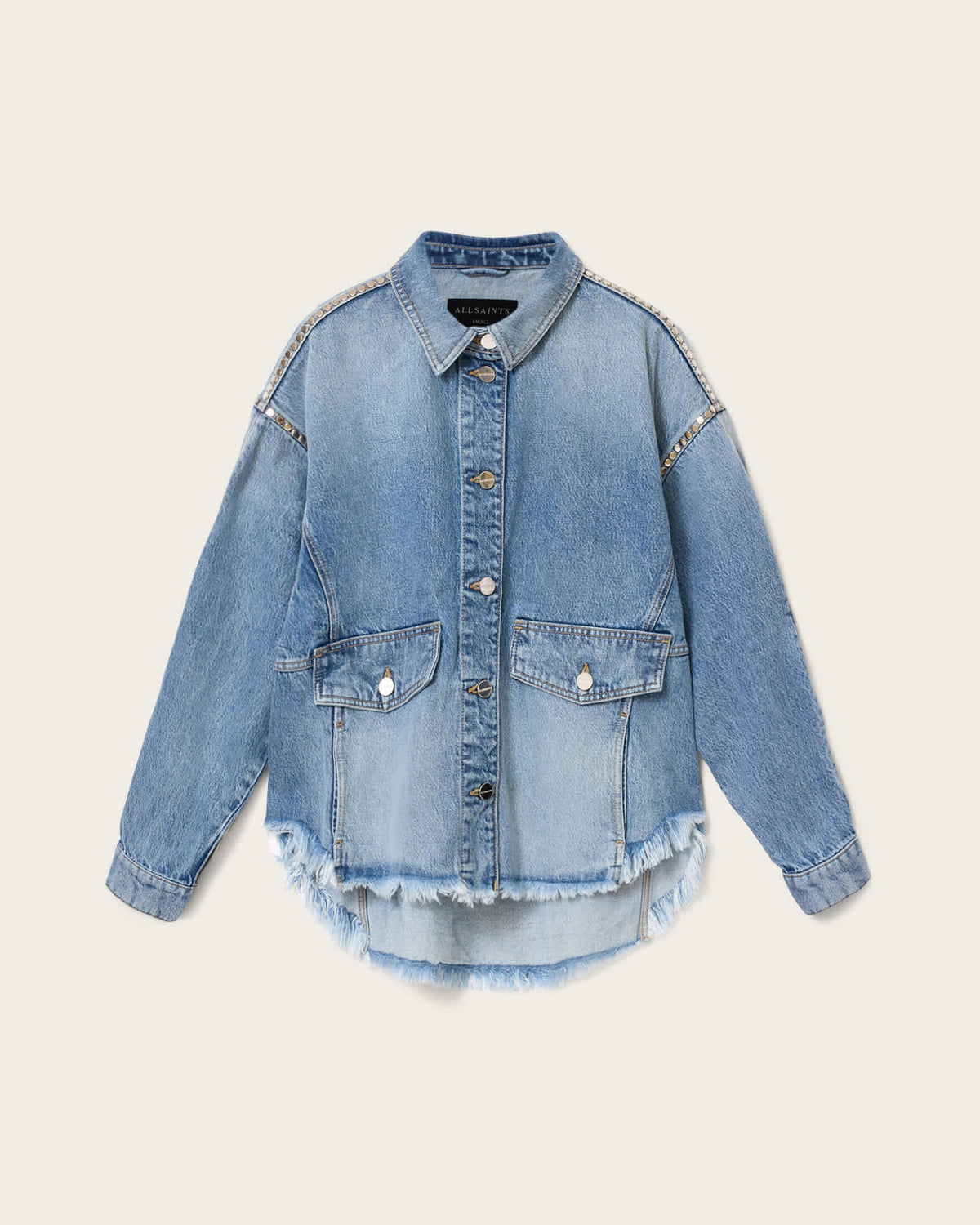 Hettie Oversized Stud Shacket Vintage Indigo