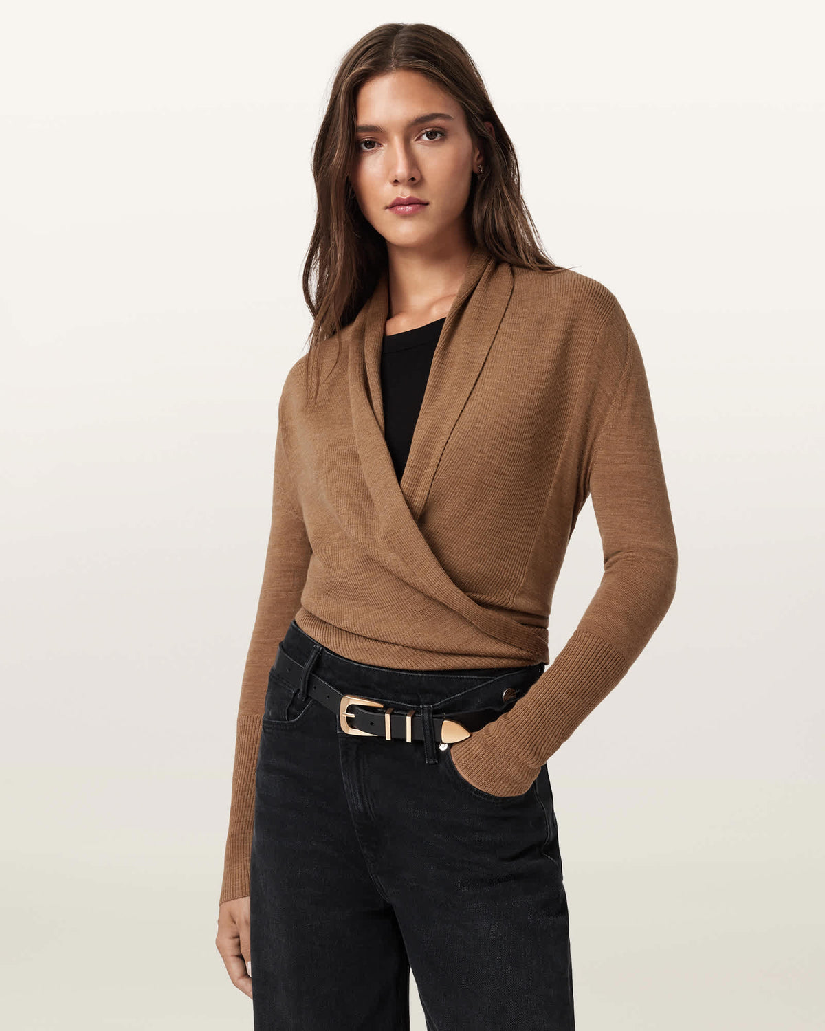 Wasson Pirate Merino Wool Cardigan CAMEL BROWN