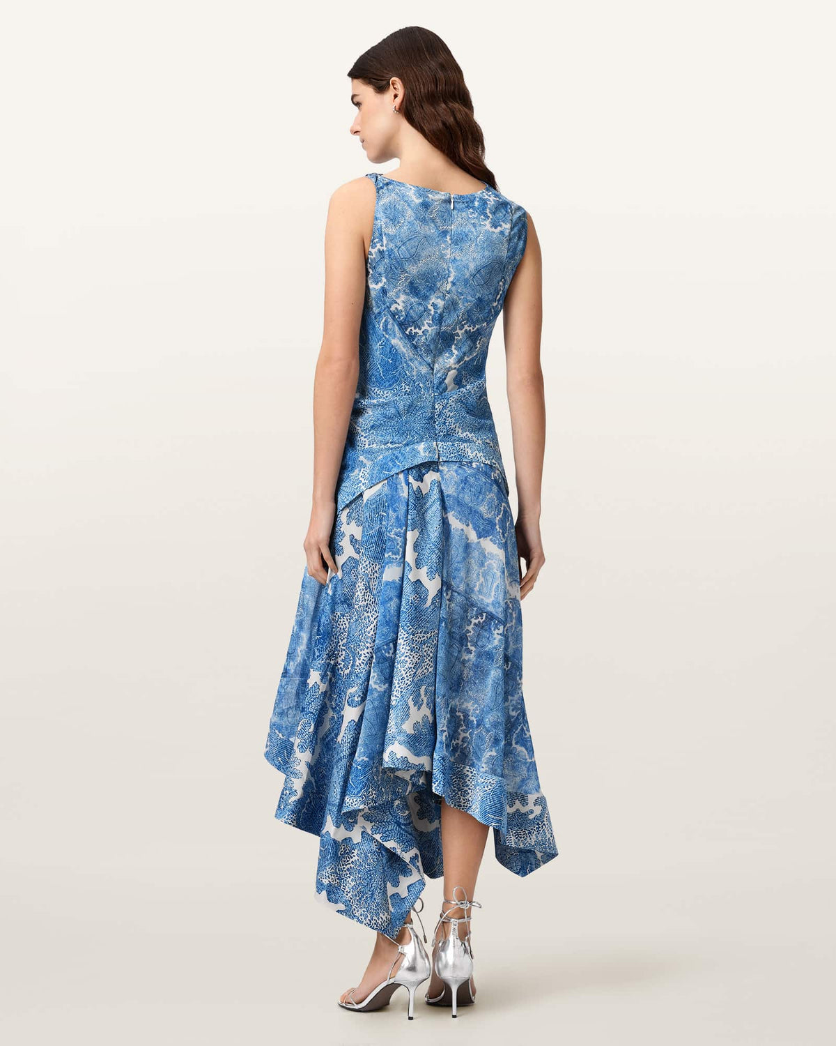 Prue Draped Asymmetric Midi Dress JOANNE BLUE