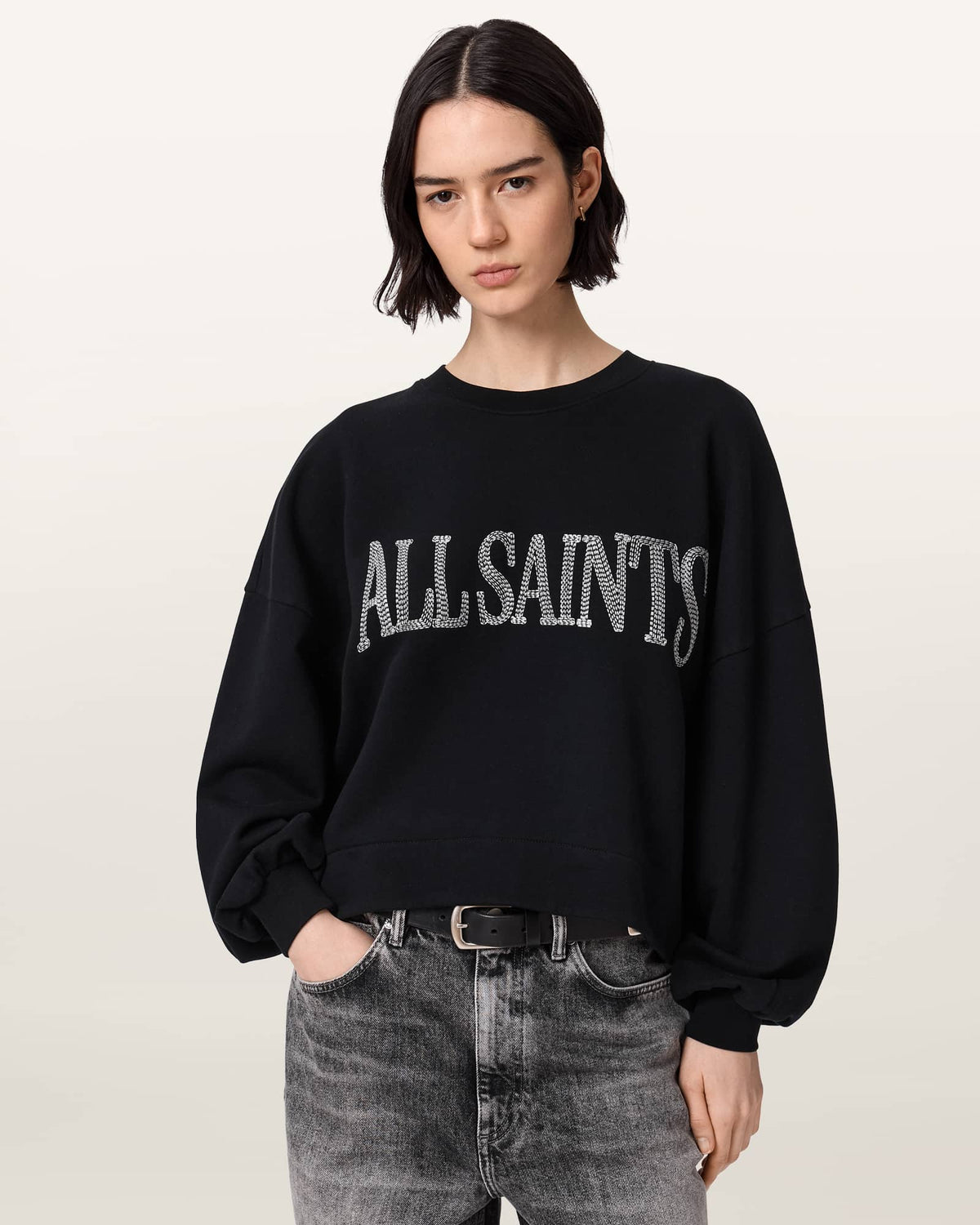 Dash Lila Oversized Embroidered Sweatshirt Washed Black