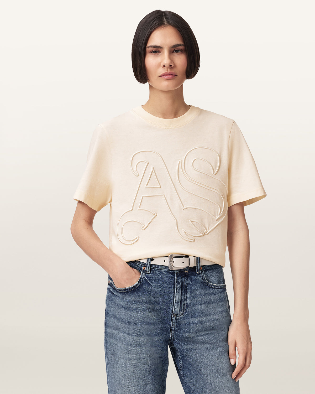 Lisa Embossed Crew Neck T-Shirt