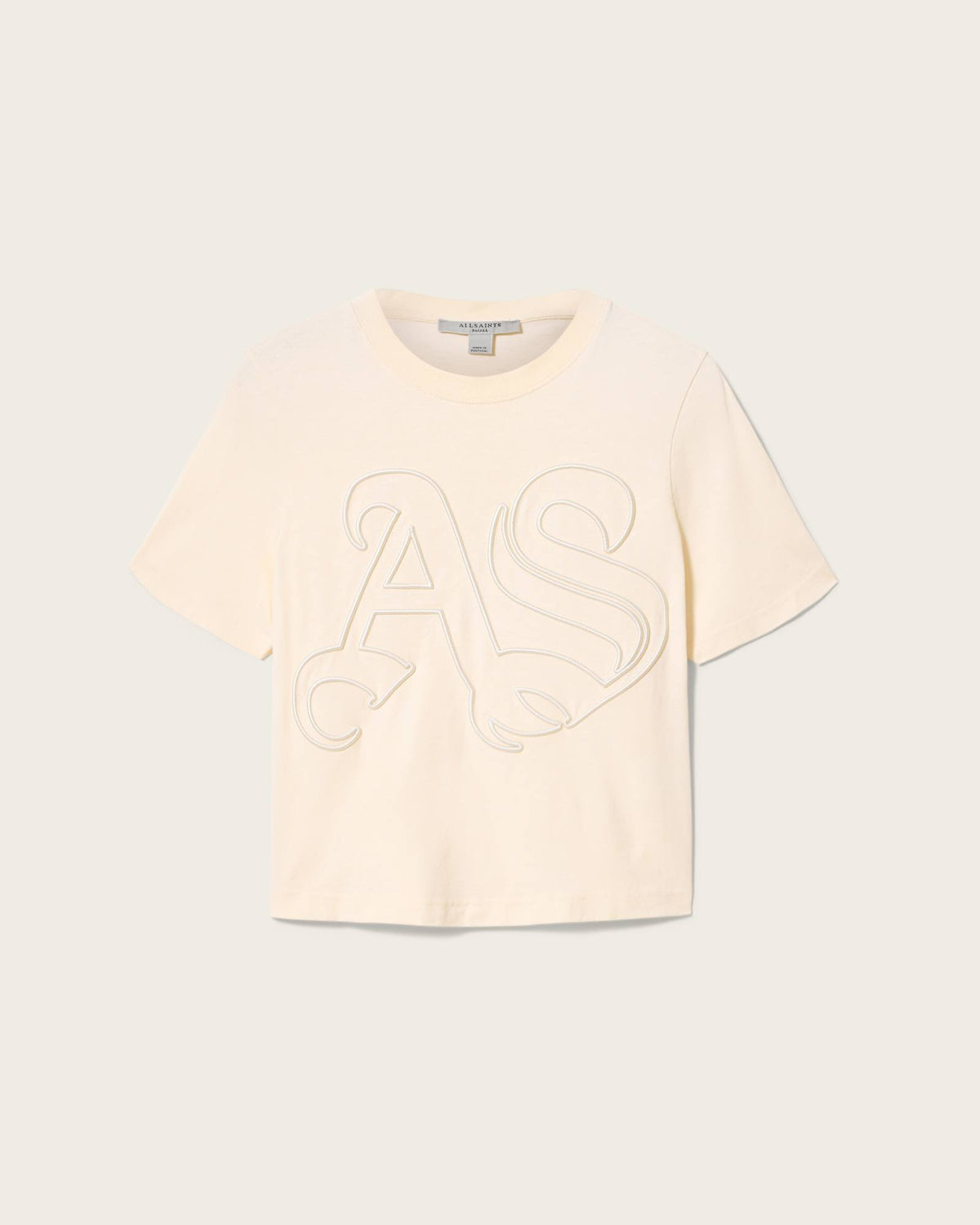 Lisa Embossed Crew Neck T-Shirt PEBBLE WHITE