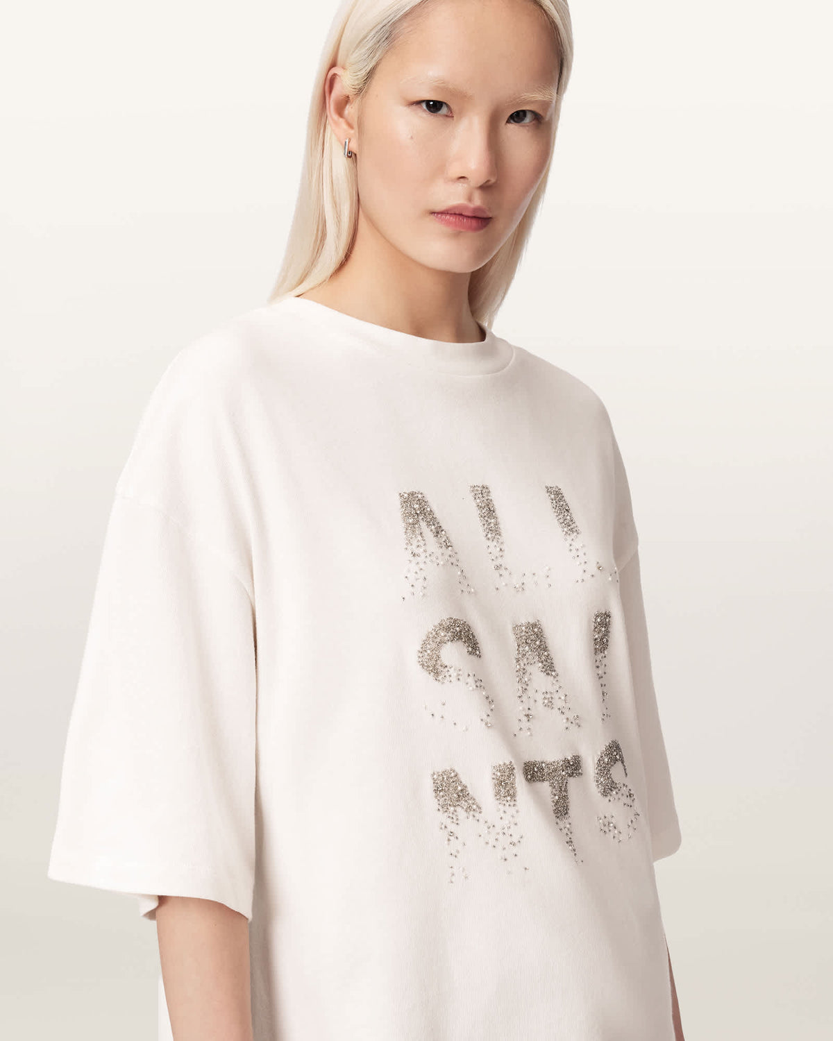 Stacks Amelie Oversized Embellished T-Shirt Optic White