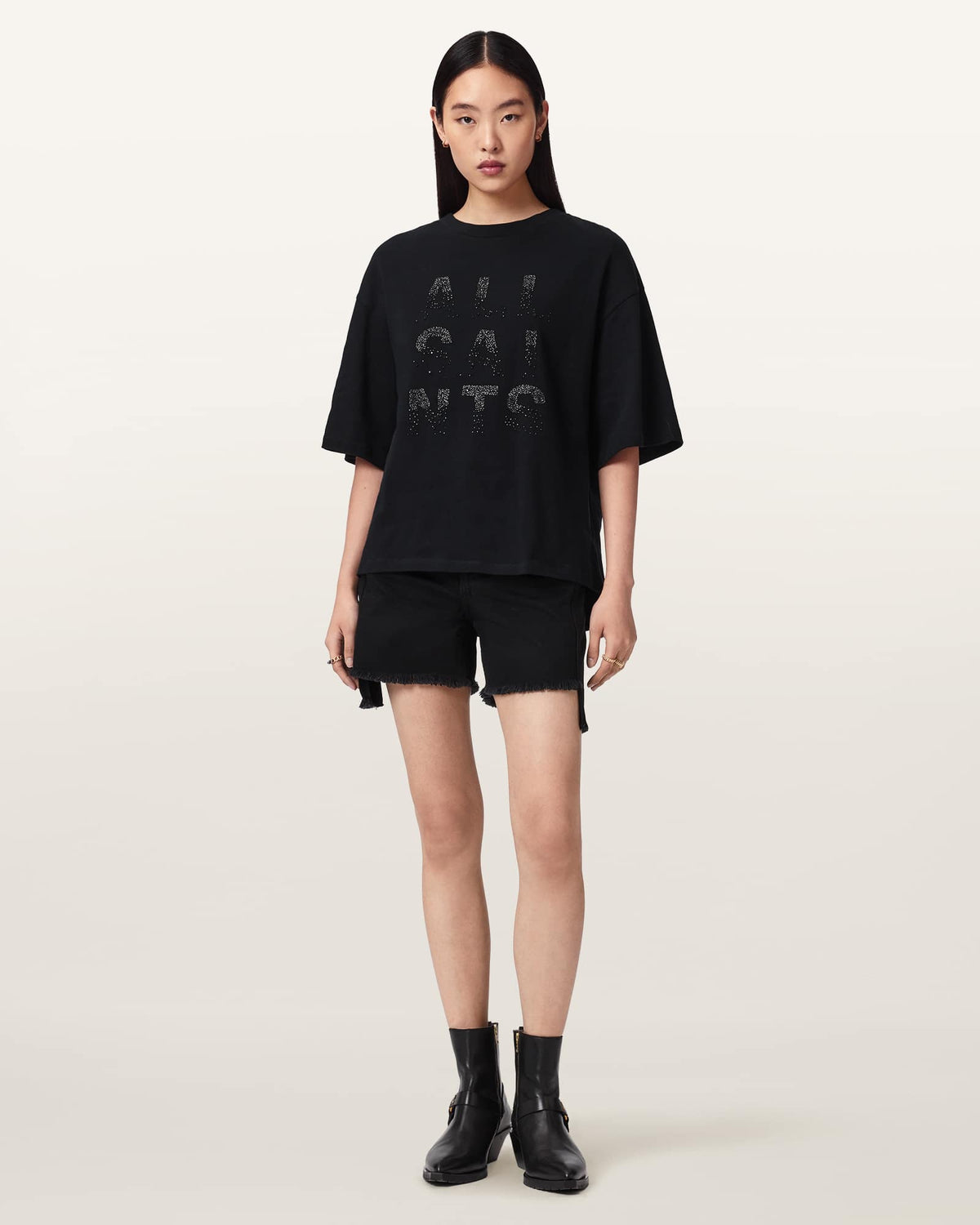 Stacks Amelie Oversized Embellished T-Shirt Black