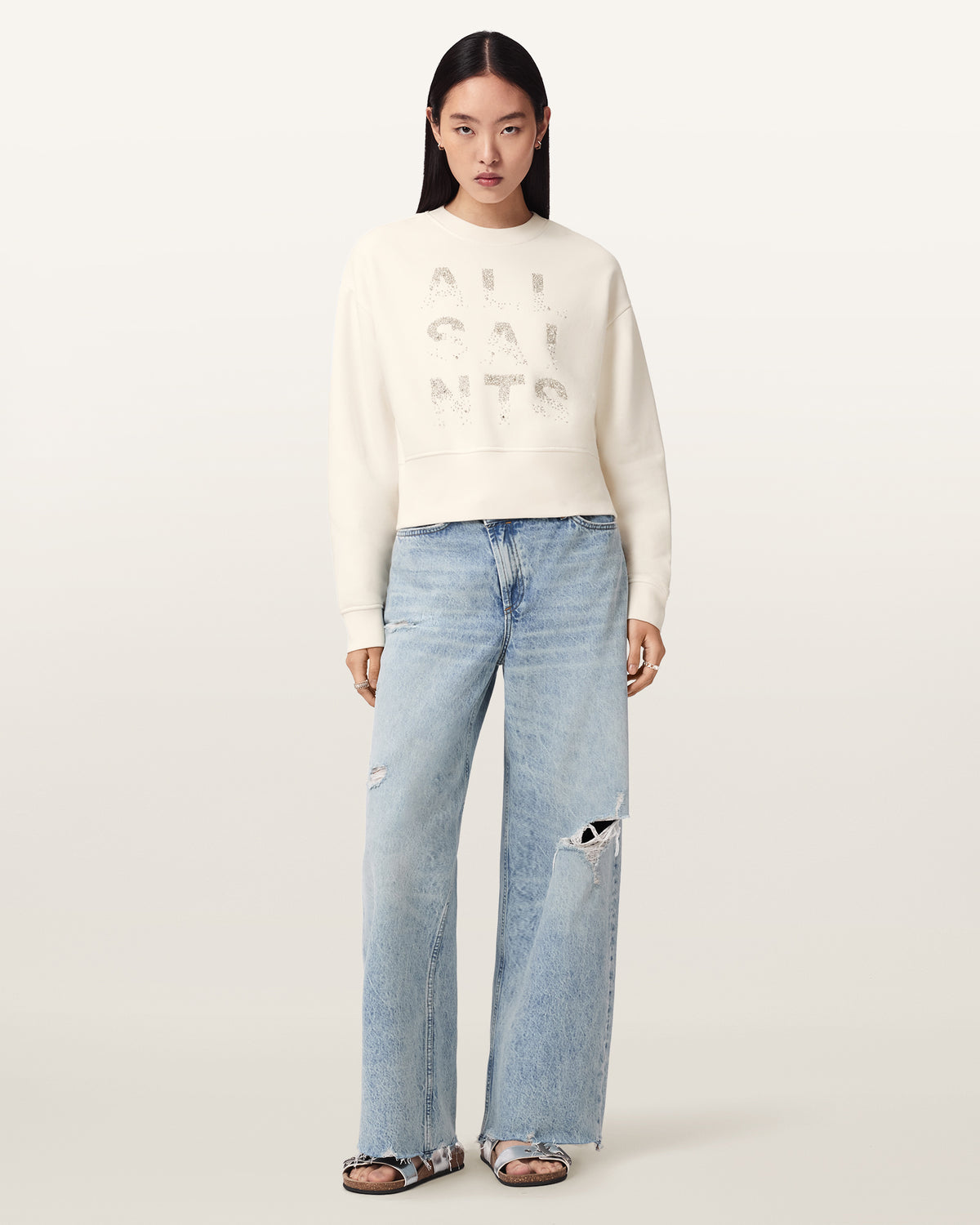 Stacks Separo Embellished Cropped Sweatshirt