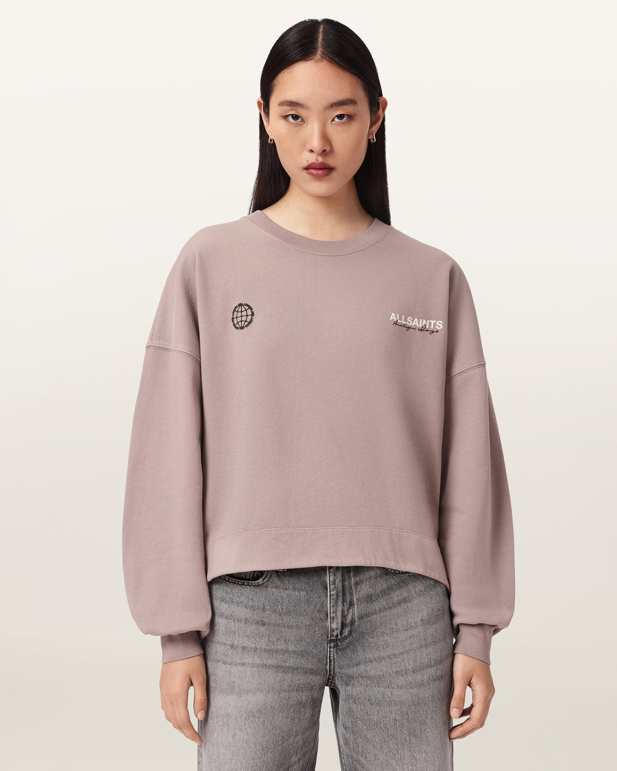 Emblem Oversized Lila Sweatshirt
