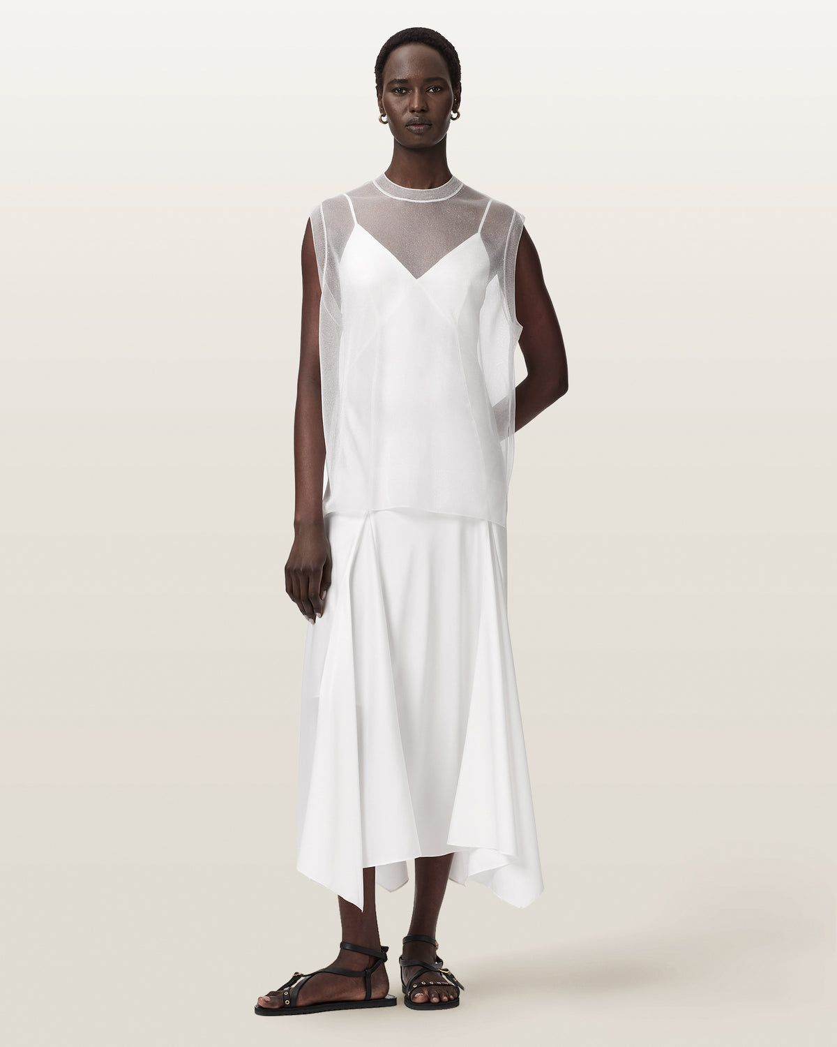 Ava Sleeveless Satin Midi Dress