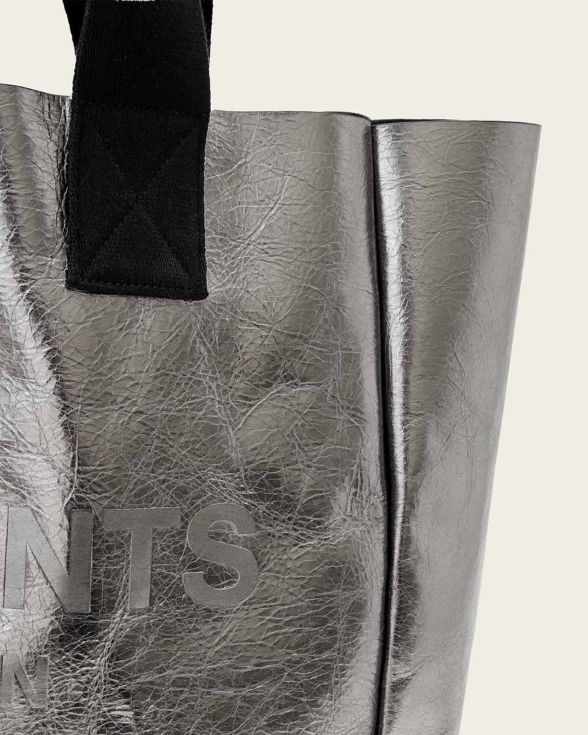 Izzy Metallic Leather Tote Bag Gunmetal