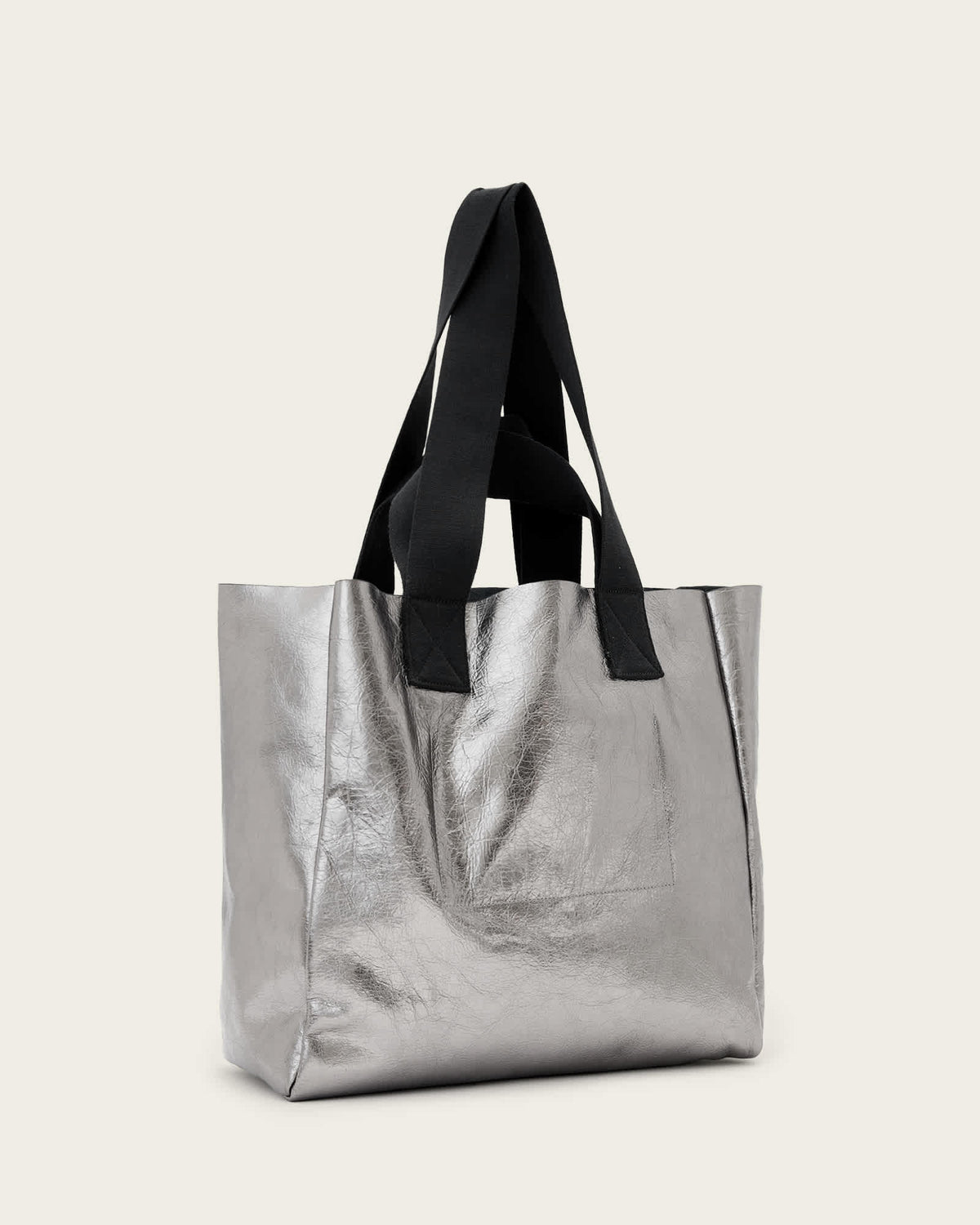 Izzy Metallic Leather Tote Bag Gunmetal