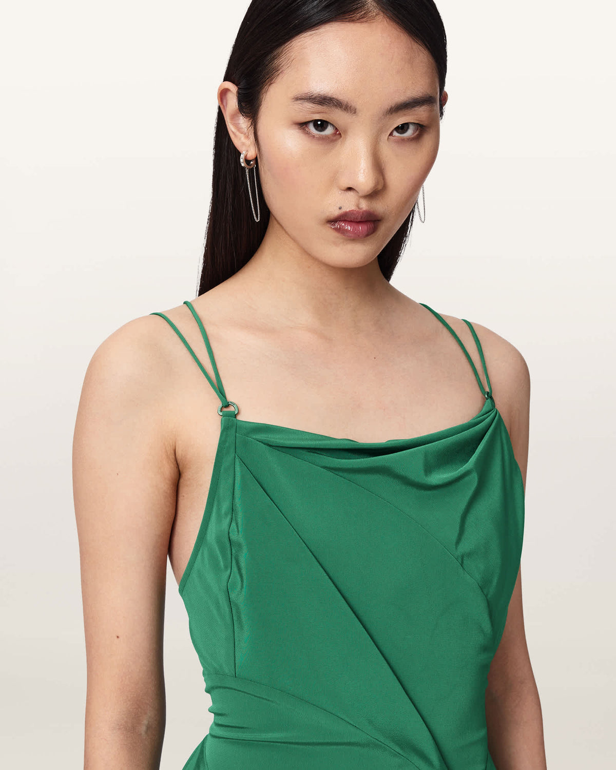 Claire Asymmetrical Draped Mini Dress APPLE GREEN
