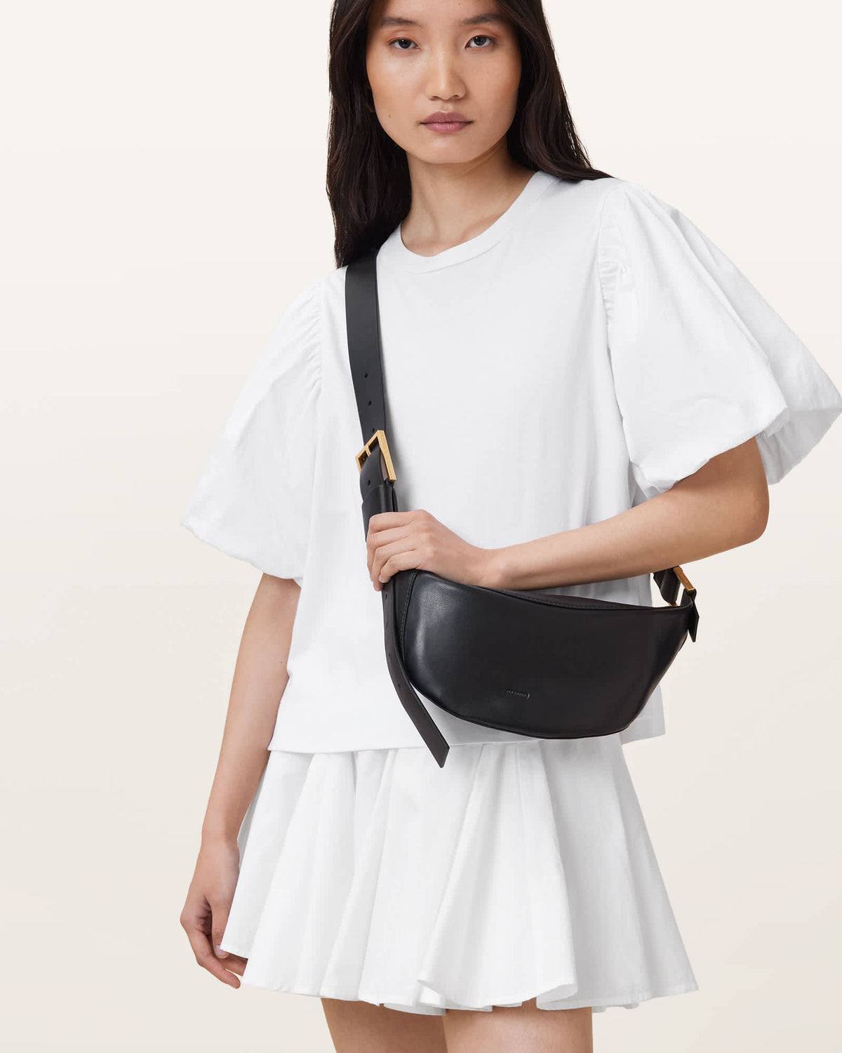 Luna Slouchy Leather Crossbody Bag Black
