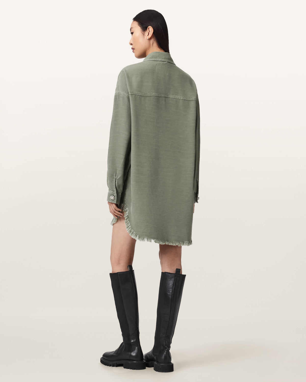 Hettie Oversized Long Sleeve Shacket Dress VINTAGE KHAKI