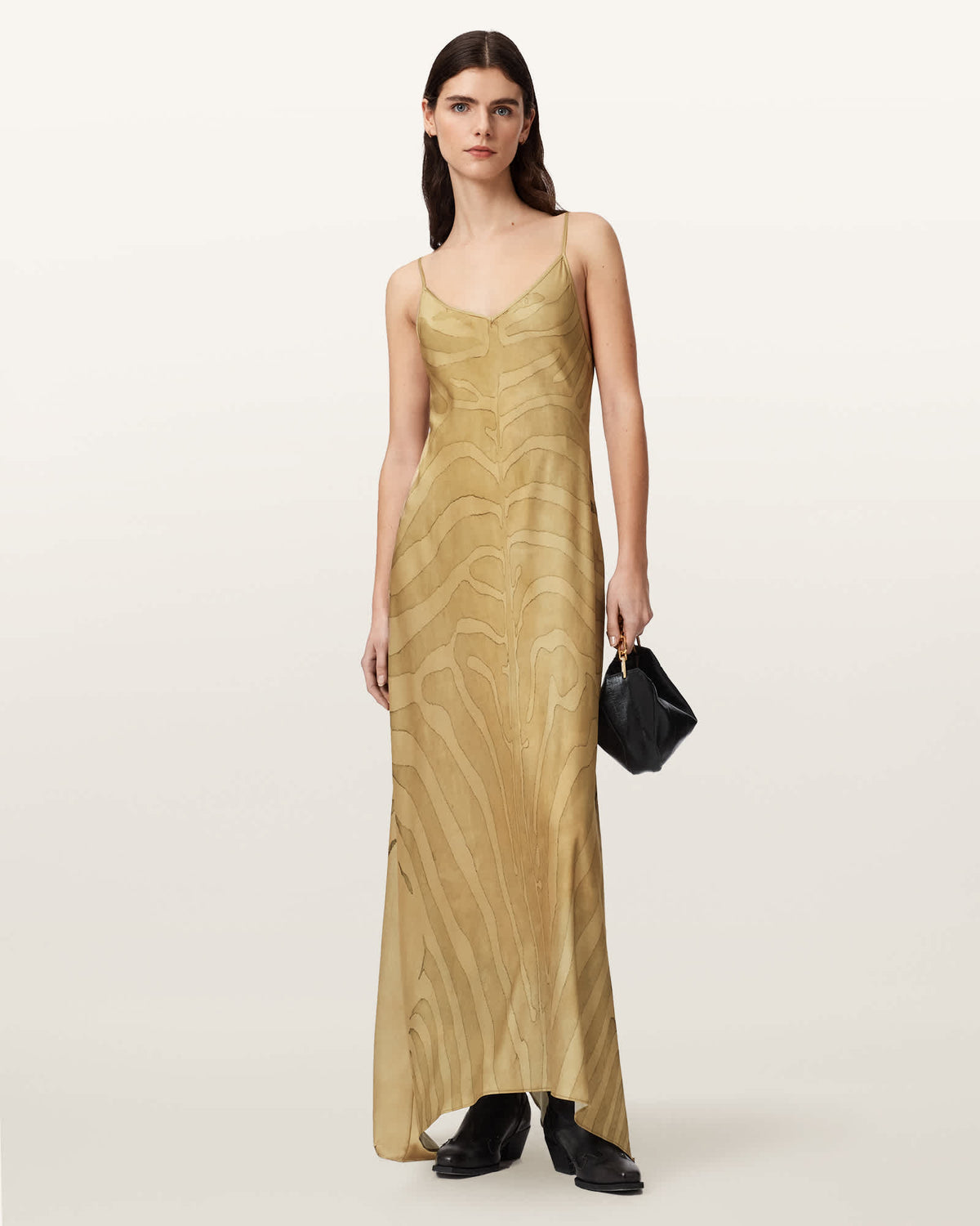 Leona V-Neck Maxi Slip Dress ZEBRA SAND GOLD