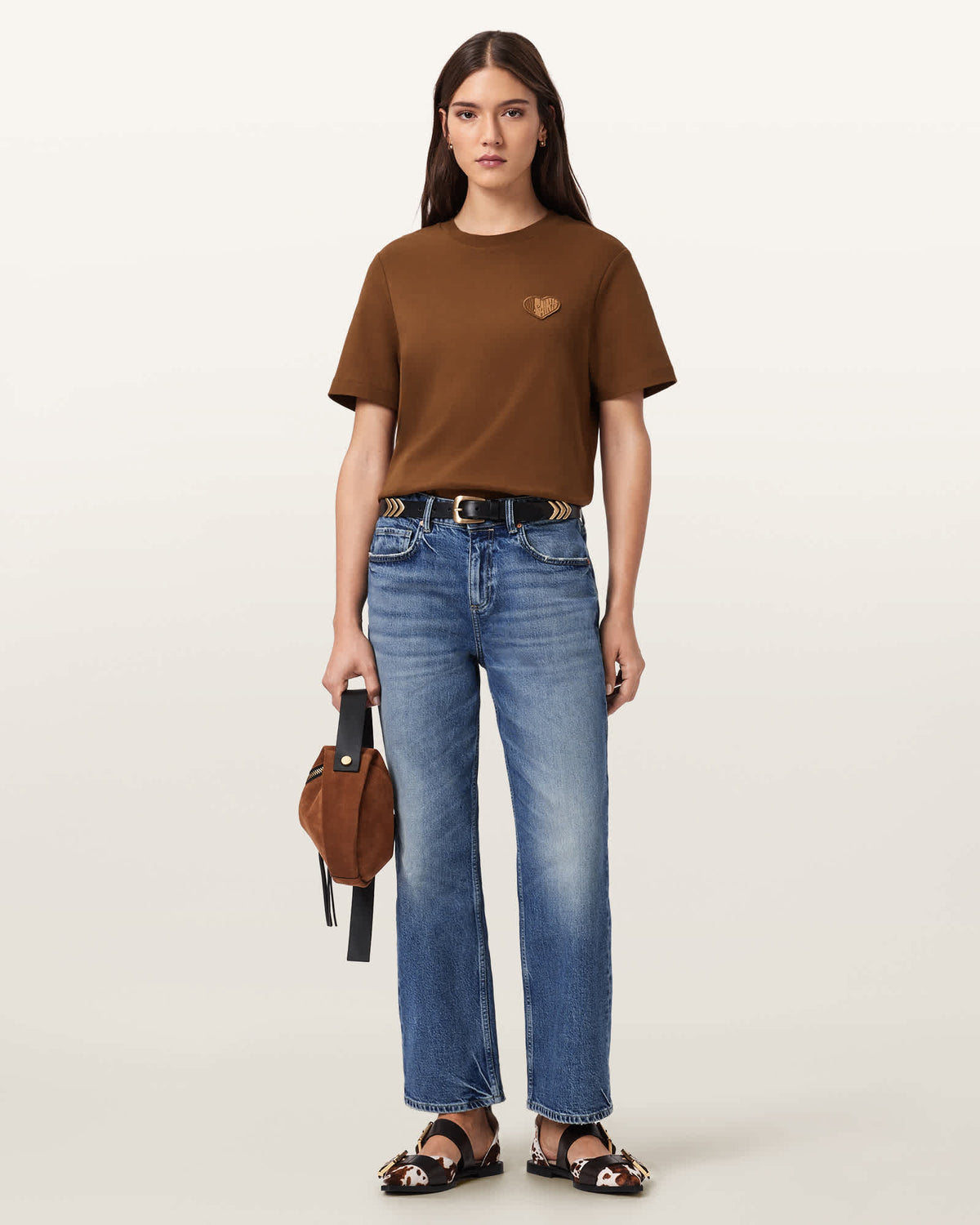 Lover Lisa Embroidered T-Shirt COGNAC BROWN