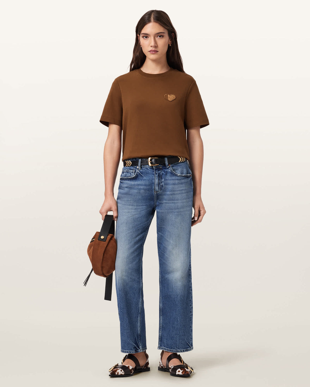 Lover Lisa Embroidered T-Shirt COGNAC BROWN