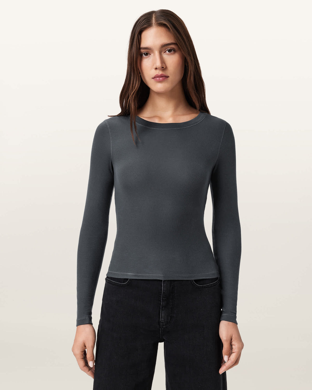 Rina Long Sleeve Crew Neck T-Shirt HAZED GREY