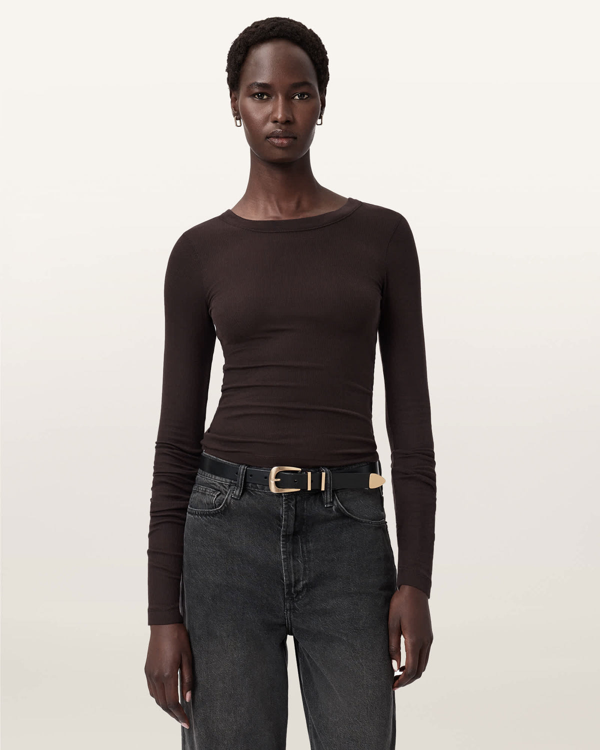 Rina Long Sleeve Crew Neck T-Shirt TORTE BROWN